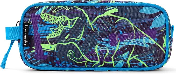 Choco Mocha Kids Pencil Case for Boys, Soft Zipper Pencil Pouch for Boys, Kids Pencil Case for School Dinosaur Pencil Bag for Toddler Boy, Navy Blue