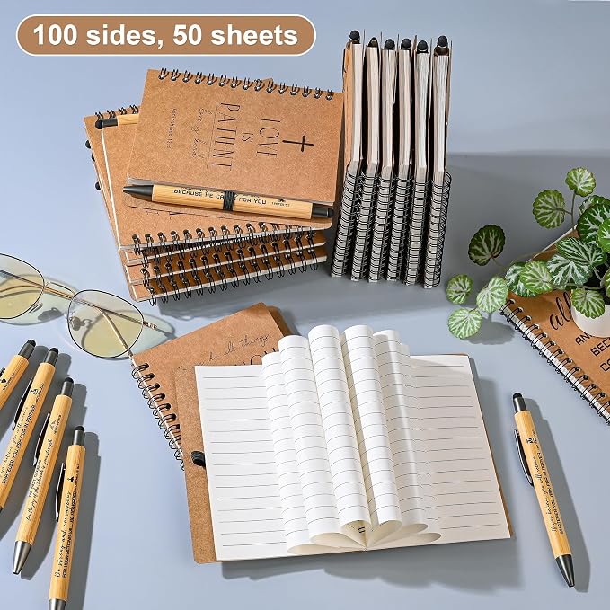 INSADA 60 Sets of Christian Spiral Notebooks Bulk Prayer Journals with Pens Small Notepad (5.43”x4.33”) - Christian Gifts for Church Members, Bible Study Groups & Church Families