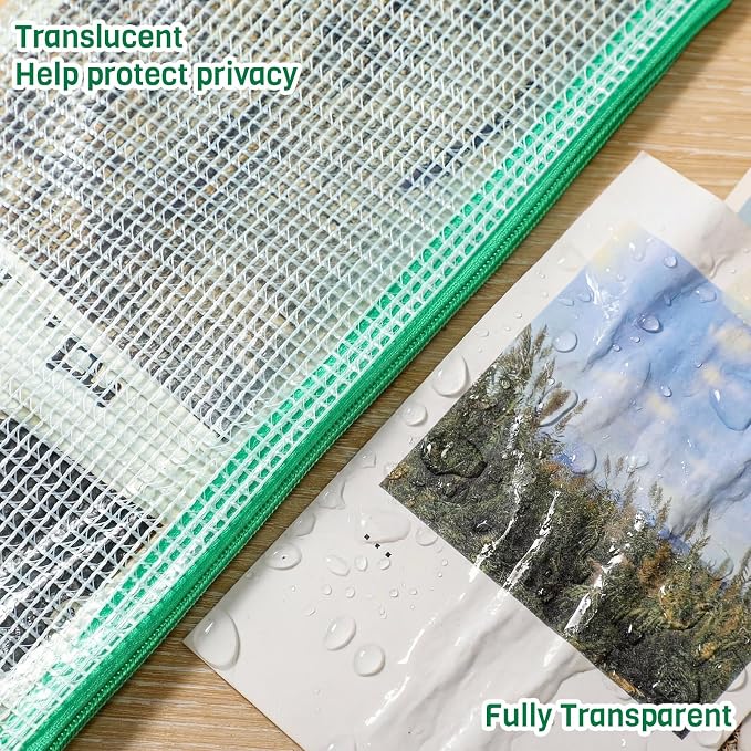 Handepo 100 Pack Mesh Zipper Pouch Pencil Pouches Bulk Clear Storage Bag Small Waterproof Purse Bag Multipurpose for Cash Board Game Passport Office(A6/9.45x4.53in,Green)