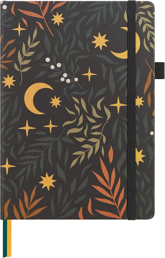 &And Per Se Lined Hardcover Notebook – A5 5.7"x8" College Ruled, 160 Pages, 100gsm Thick Paper – Aesthetic Journal for Women, Gift-Ready Planner, Everyday Writing Notebook (Lunar Leaf)