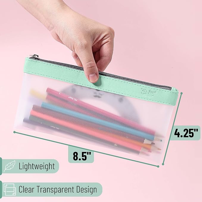 Mr. Pen- Clear Pencil Pouch, 8.50"x4.25", 3 Pack, Durable TPU Material | Medium Water-Resistant Pencil Bags with Smooth Zipper, Multipurpose Clear Pouch for Stationery, School, Office