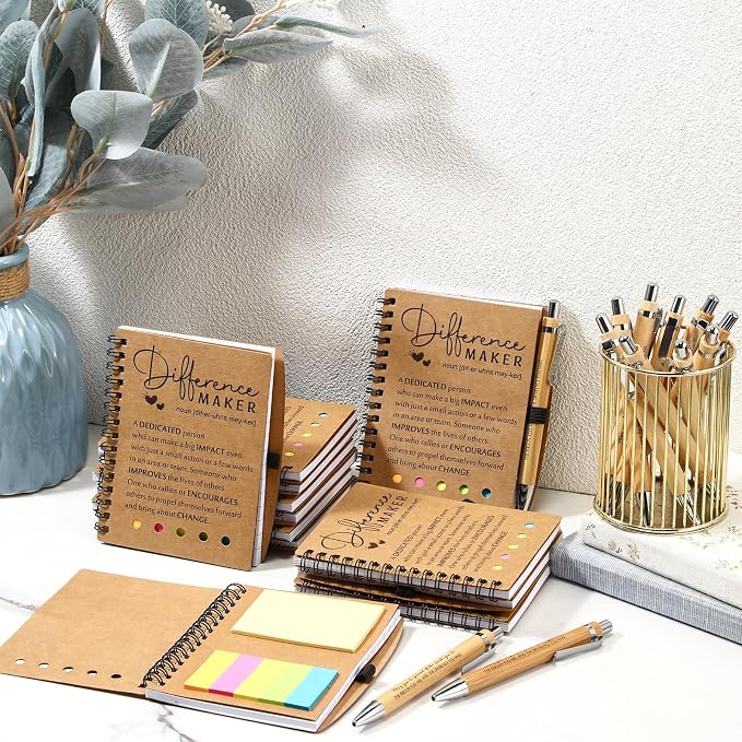 Jetec 50 Sets Inspirational Notebook Bulk Back to School Gifts Motivational Notebook with Pen and Sticky Notepad Employee Appreciation Gift for Teacher Student Coworker School Office (Difference Maker)