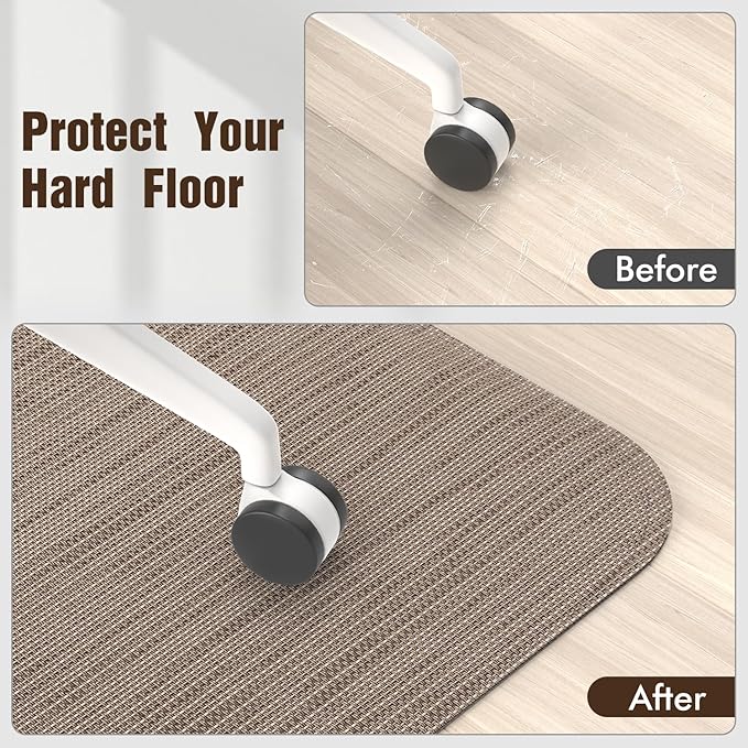 Blvornl Office Chair Mat for Hardwood Floor and Low Pile Carpet, 47.2"x 60" Desk Chair Mat for Hard Wood, Anti-Slip Hard Floor Protector Rolling Chair Mat, PVC Mat Desk Rug for Home, Dark Brown