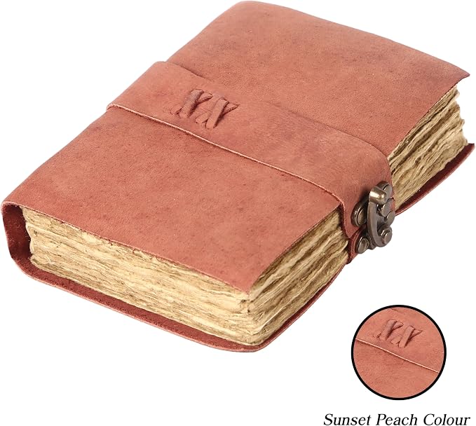 Vintage Leather Journal Handmade Buffalo Deckle Edge Paper – Leather Bound Journal for Women Men Vintage C-Lock Closure Ideal for Writing & Travel for Artists