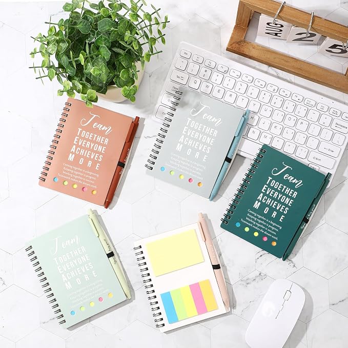 Resurhang 48 Pcs/24 Set Back to School Gifts for Students Teacher, Inspirational A6 Spiral Journal Notebook with Pen for Employee Team Teachers Students Classroom Rewards(Heal Color,Team Together)