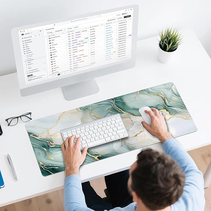 Gaming Mouse Pad - (31.5"×11.8") Marble Large Mouse Pads for Desk - Desk Mat for Keyboard and Mouse with Non-Slip Base, Desks Pad Matfor Game/Office & Home