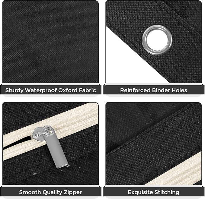 SKYDUE Pencil Pouch for 3 Ring Binder, 3 Compartment Zipper Pencil Case, Large Capacity Pen Organizer with Clear PVC Window for School Supplies, Students, Kids & Teachers