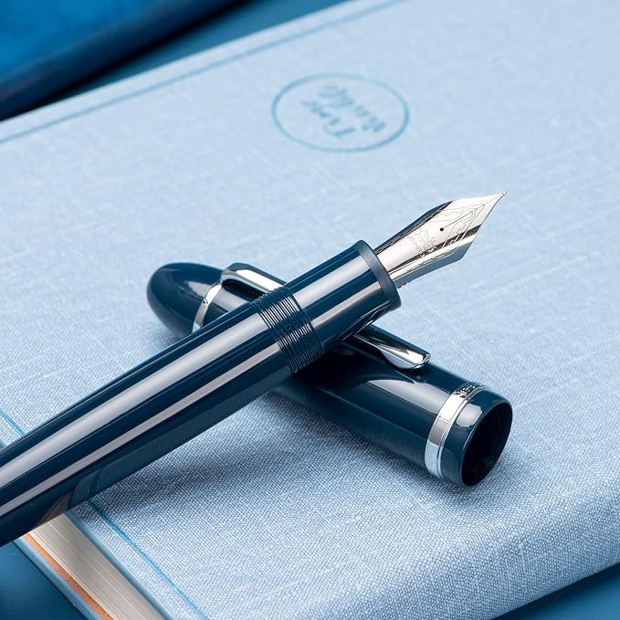 3PCS Assorted Colors Jinhao X159 Acrylic Fountain Pen Set, Size 8 Fine Nib Silver Trim Classic Design Smooth Writing Pen with Converter