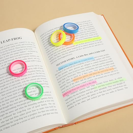 Sliverdew 5 Rolls Highlighter Tape Colored Transparent Marking Sticker Removable Fluorescent Neon Tape Annotation Supplies for Teachers Students Reading Home Office (0.3inch X 16ft)