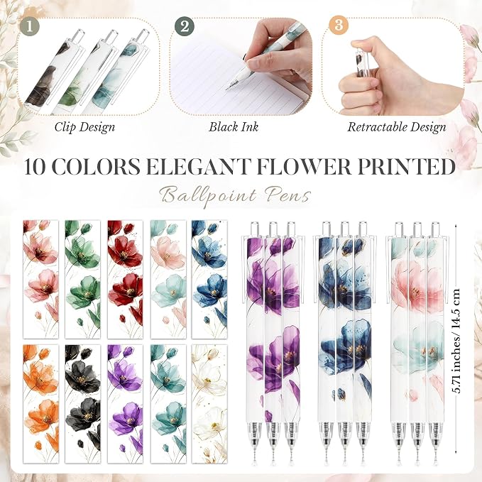 Resurhang 30 Sets Difference Maker Employee Appreciation Gift Bulk Inspirational A6 Spiral Notebook Journal Ballpoint Pens for Teacher Volunteer Coworker Team Back to School (Floral Colors)