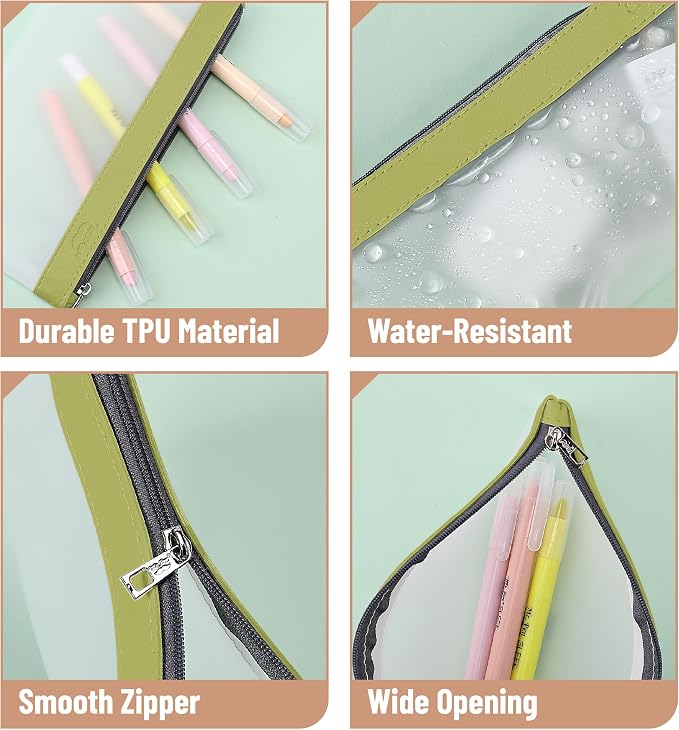 Mr. Pen- Clear Pencil Pouch, 8.50"x4.25", 3 Pack, Durable TPU Material | Medium Water-Resistant Pencil Bags with Smooth Zipper, Multipurpose Clear Pouch for Stationery, School, Office