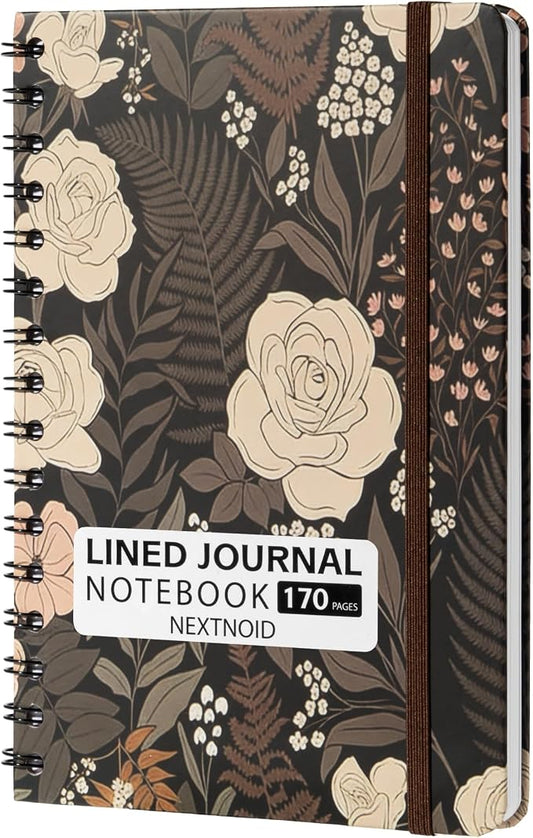 Nextnoid A5 Lined Spiral Notebook - 170 Pages, College Ruled, Jungle Rose | Hardcover Notebook for Everyday Writing, A5 Size (5.8" x 8.3") Journal for Work and School, Daily Journaling and Notetaking