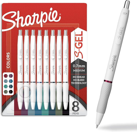 Sharpie S-Gel Pens, Fashion Barrel White Pearl, Medium Point (0.7mm), Bold Ink Colors, 8 Count (Pack of 6)