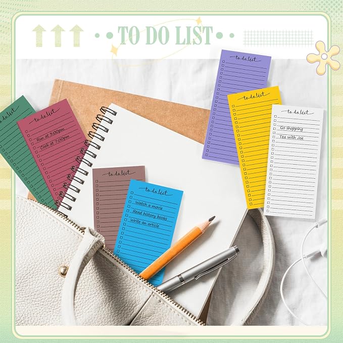 Censen 10 Pack 500 Sheets to Do List Notes Daily Checklist Notepad with 50 Sheets Undated Memo Pad Color Block Shopping List Weekly Plan Notepad Organizer Planners(Assorted Color,Lined)