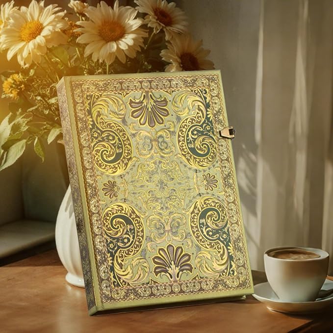 Vintage 3D Gilded Reverie Hardcover Journal - 192 Lined Pages w/Envelope Pocket - Luxury Travel Diary & Keepsake Notebook for Cherished Moments