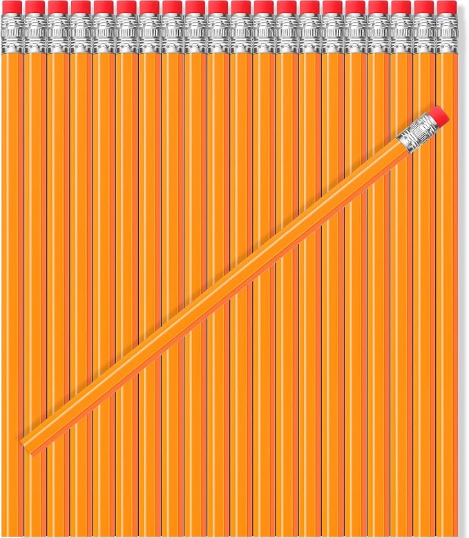 TecUnite 120 Pcs #2 HB Pencils with Eraser No 2 Unsharpened Wooden Hexagonal Pencils for Adults Gifts for School Exam art Learning Office Sketching(Yellow)