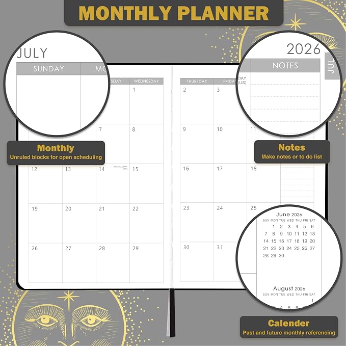 Planner 2026-2027 - Academic Planner 2026-2027, July 2026 - June 2027, 5.75" x 8.25", 2026-27 Weekly and Monthly Planner, Faux Leather planner 26-27 with Back Pocket & 40 Notes Pages