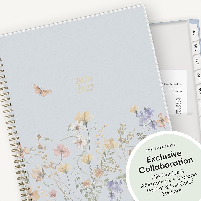 Blue Sky 2026-2027 Weekly & Monthly Academic Planner, 8.5"x11", Stratford | July 2026 - June 2027, Flexible Cover, Wirebound, Laminated Tabs, Storage Pocket, Stickers, Academic Year, The Everygirl