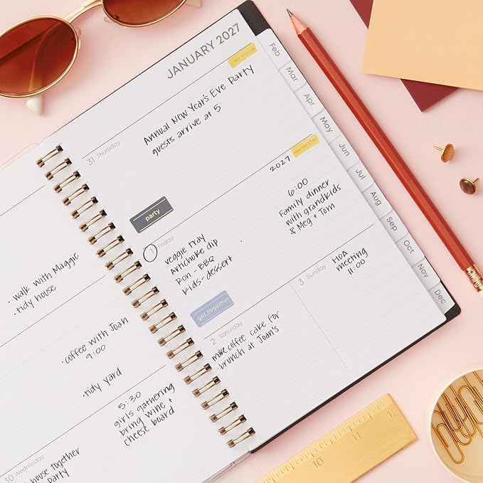 Blue Sky 2027 Weekly & Monthly Planner Calendar, 5"x8", Baccara Dark | January 2027 - December 2027, Clear Pocket Cover, Durable Twin Wire Binding, Laminated Tabs