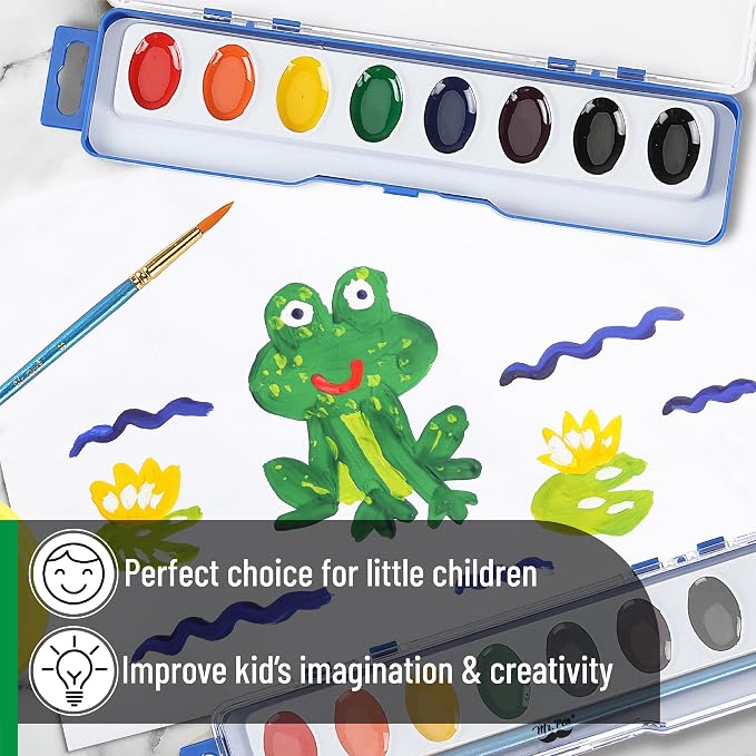 Mr. Pen- Washable Watercolors, 60 Pack, 8 Colors with Paint Brush | Bulk Watercolor Paint Set, Water Color Painting Kids, Watercolors for Kids and Adults