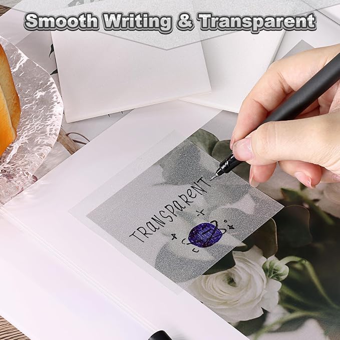 SYMDROMIA Transparent Sticky Notes 12 Pack, Frosted Glitter White 3x3 Inch, High Transparency Glass-Like Adhesive Clear Seee Through Sticky Notes for Women Office School Supplies 600 Sheets