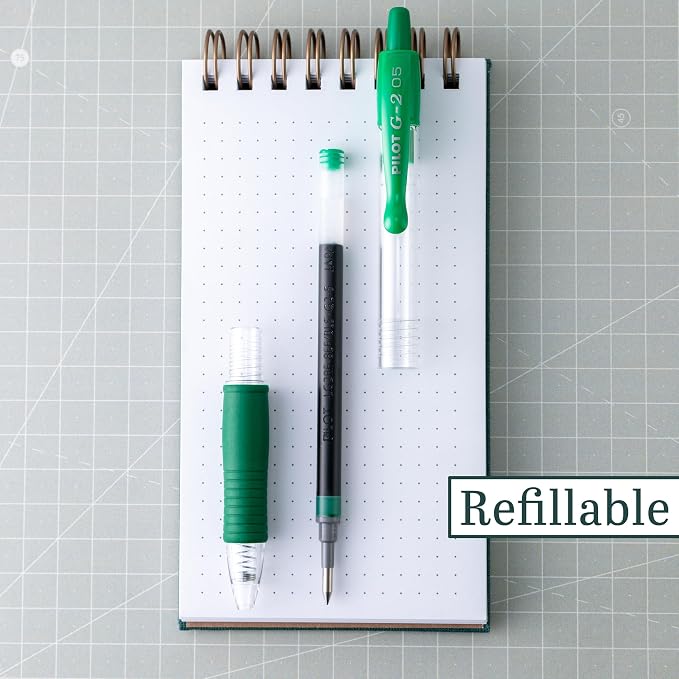 Pilot G2 Premium Refillable and Retractable Rolling Ball Gel Pens, Extra Fine Point, Gel Ink Pens, 0.5mm, Green Ink, 12-Pack