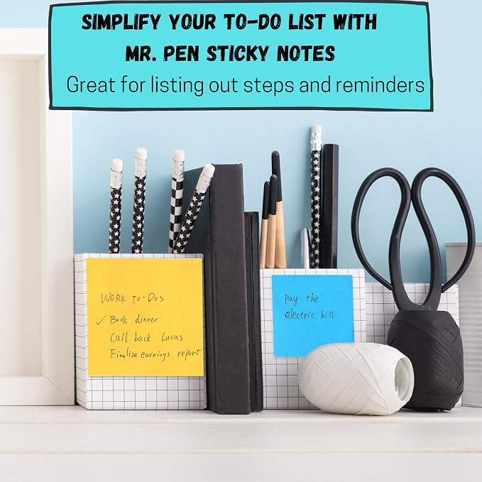 Mr. Pen- Sticky Notes Set, Assorted Sizes, 15 Pc, Bright Colors, Sticky Notes, Sticky Note Pads, Sticky Notes Variety (Pack of 2)