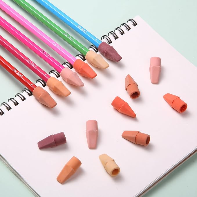Mr. Pen- Pencil Top Erasers, 120 Pack, 6 Different Sunset Orange Colors | Latex-Free & No Smudge Pencil Eraser Tops