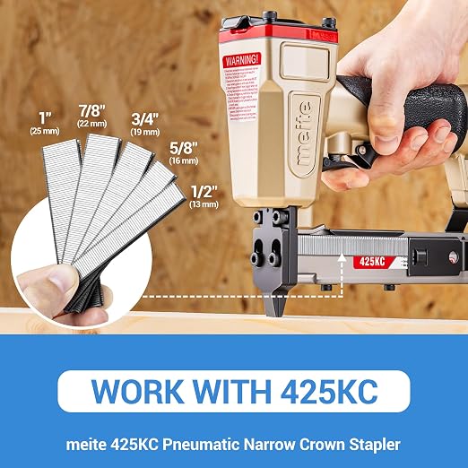 meite 18 Gauge 1/4-Inch Narrow Crown Staples, 1/2-Inch Length Heavy Duty Galvanized Upholstery Staples for Electric or Pneumatic Narrow Crown Staple Guns (8,000 PCS)