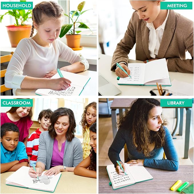 feela 3 Pack Notebooks Journals Bulk, Hardcover Notebook Classic Ruled Lined Journals with Pen Holder for Women Girls School Business Supplies, with 3 Black Pens, 120 GSM, 5.1”x8.3”, A5, Aqua