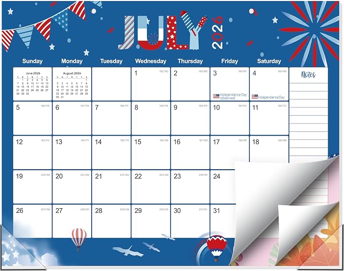GuassLee Desk Calendar 2026-2027 Large 22" x 17" Desktop/Wall Monthly Calendar 19-Month School Year Planner Covers June 2026 to December 2027 with Julian Date&Notes for Easy Organizing