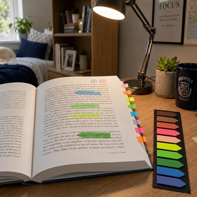 Ericter Arrow Sticky Tabs 1200 PCS, Book Annotation Tabs Writable, Translucent Sticky Notes, Page Flags & Sticky Bookmarks, Repositionable Arrow Flags Tabs for Books, Study, Office Supplies