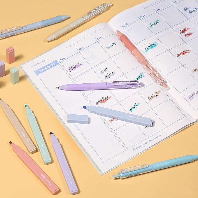 Mr. Pen- Aesthetic Highlighters and Gel Pens, 10 Pack | Pastel Colors Bible Highlighters No Bleed, Black Ink Gel Pens, Fast Dry and No Smear for Bible Journaling, Planner