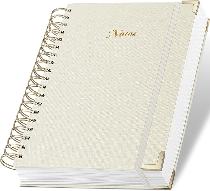 Spiral Notebook Journal, 328 Pages Linen Hardcover College Ruled Notebook, Lined Thick Journals for Women Men, A5 Thick Spiral Journal for Writing, 100GSM Paper, Cute Notebooks for Work School