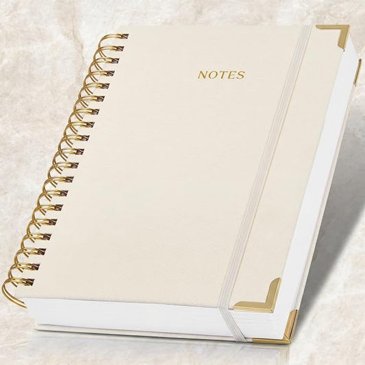 Aesthetic Thick Spiral Notebook Journal For Women in B5 Format - Modern Linen Hardcover College Ruled Note Book With 300 Lined Pages - Perfect For Writing And Staying Organized at Work or School