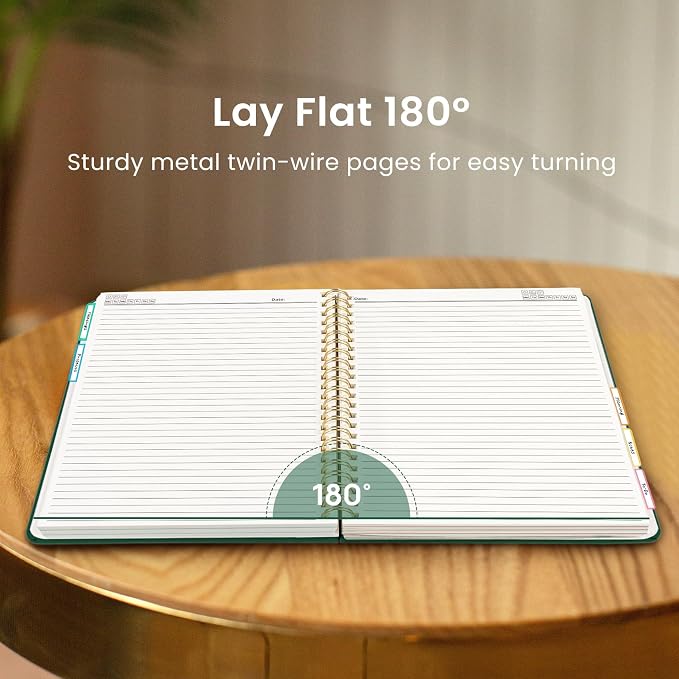 Hardcover Spiral Journal Notebooks for Work With Removable Dividers & Tabs, 8.5"x11" 5 Subject Notebook for Note Taking & Organizer, A4 College Ruled Lined Journal for Women & Writing, Dark Green, 280 Pages