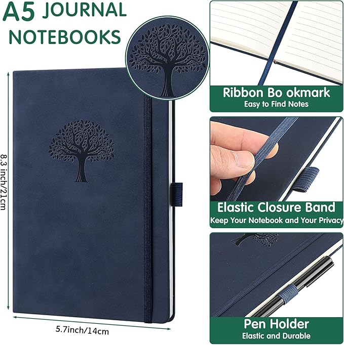 Qeeenar 24 Pack Leather Notebook Journals Bulk 5.7" x 8.3" Harder Cover A5 Journals for Writing Men Women Leather Travel Notebooks Daily Gifts for Office Back to School (Multicolored)