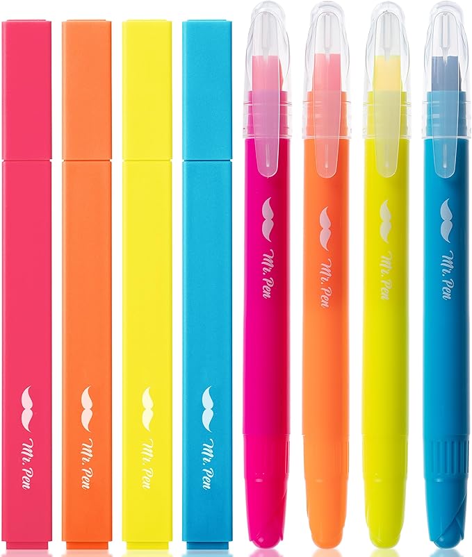 Mr. Pen- Aesthetic Highlighters and Gel Highlighters, 8 Pack | Assorted Color Bible Highlighter No Bleed, No Bleed Highlighter for Bibles, Fast Dry for Bible Journaling, Planner