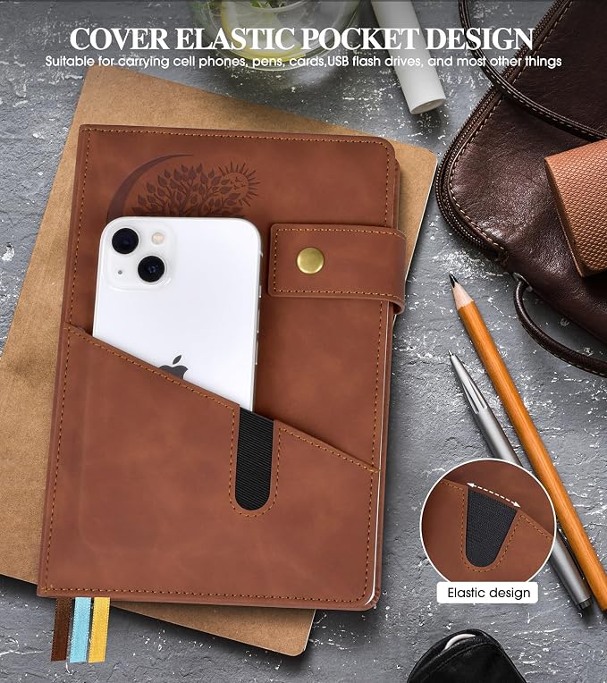 PAIBAS Blank Journal Notebook, A5 Hardcover Leather Sketchbook with 200 Pages Thick Blank Paper for Men Women, Unlined Drawing & Writing Journal, 5.9" x 8.4" Plain Notebook (dark brown)