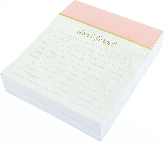Graphique Blush Pink Jotter Notepad, Pad of Paper w/ 250 Tearable Ruled Pages, Elegant and Fun, Embellished with Gold Foil, Great for Kitchen Counters, Nightstands, Desks, and More, 4.5" x 5.5" x 1"