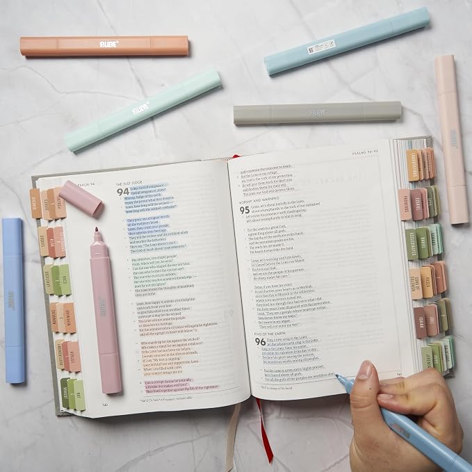 BLIEVE Bible Highlighters No Bleed Through, Pastel Colors, Dual Tip, 8 Pack | Aesthetic Cute Highlighters, Chisel Tip & Fine Point For Bible & Journaling, Back To School Supplies