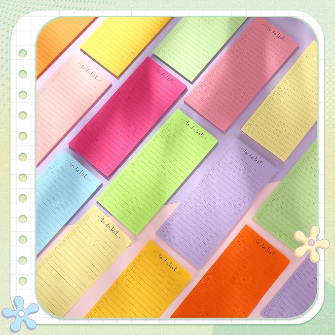 Censen 10 Pack 500 Sheets to Do List Notes Daily Checklist Notepad with 50 Sheets Undated Memo Pad Color Block Shopping List Weekly Plan Notepad Organizer Planners(Bright Color,Lined)