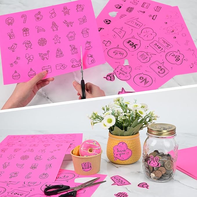 L LIKED 30 Fluorescent Pink Full-Sheet Labels, 8-1/2" x 11" Neon Colored Self Adhesive Labels for Laser & Inkjet Printers - 30 Sheets
