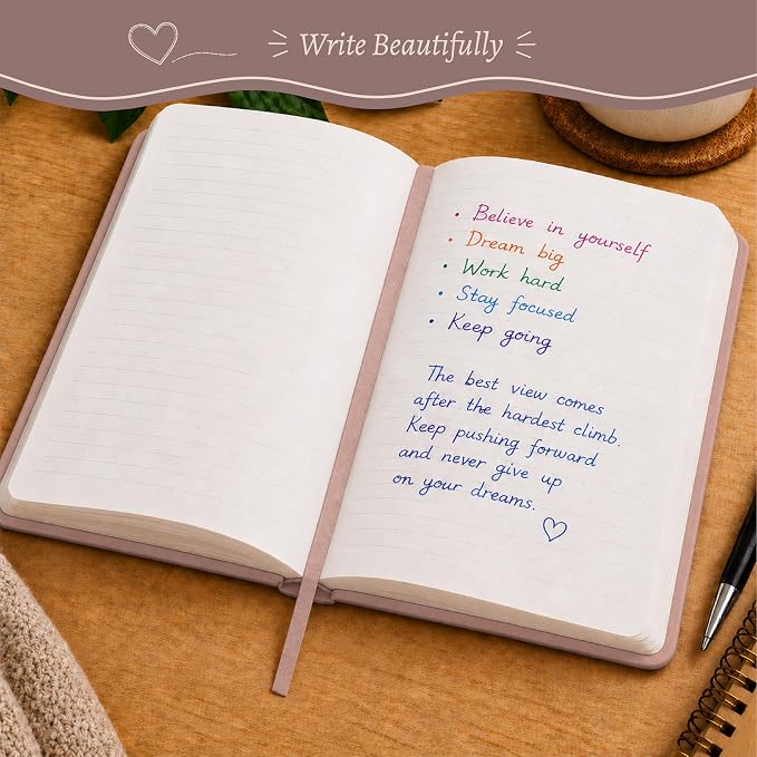 WORLD TRAVELER Eccolo A5 Hardbound Journal Notebook 256 Ivory Lined Pages | Sturdy Flexible Hardcover, 80GSM Acid-Free Ivory Pages, Smyth-Sewn Lay-Flat Binding, Ribbon Bookmark