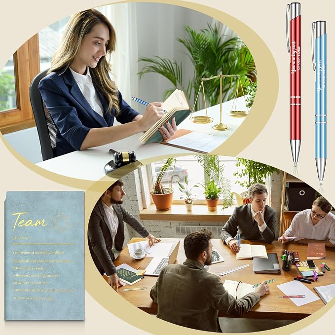 Colarr 40 Pcs Appreciation Gifts Bulk Inspirational PU Leather Notebook Journal & Pen Set Thank You Gifts for Staff, Employees, Coworkers, Nurses(Vivid Colors,Team Sign)