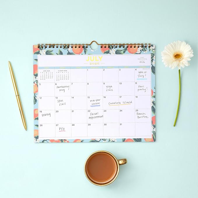 Blue Sky 2026-2027 Monthly Academic Wall Calendar, 11"x8.75" Orange Blossom | July 2026 - December 2027, Durable Twin Wire Binding, Colorful Interior, For Home, Office And Classroom, Day Designer