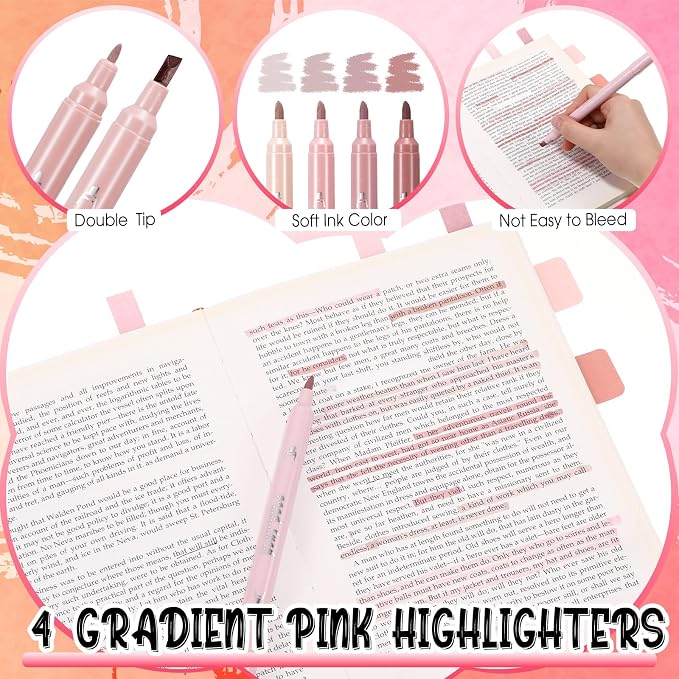 38 Pcs Aesthetic Office Supplies with Pen Case Sticky Notes Gel Pens Highlighters Correction Tapes Stationery Kit for Office Work Coworkers(Pink Color,Classic)