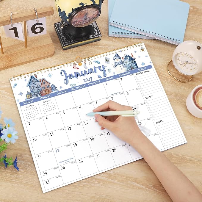 2026-2027 Wall Calendar, 14.5" x 11.8" 18 Month Watercolor | July 2026-December 2027 120Gsm FSC-Certified Paper Monthly Calendar, Twin-Wire Binding, Ruled Blocks, Holiday Reference