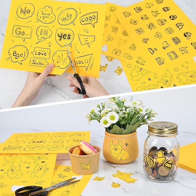 L LIKED 30 Fluorescent Yellow Full-Sheet Labels, 8-1/2" x 11" Neon Colored Self Adhesive Labels for Laser & Inkjet Printers - 30 Sheets