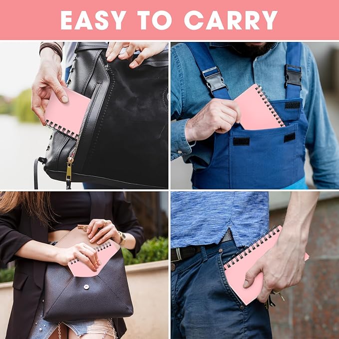 Jutom 54 Pcs Small Spiral Notebooks Memo Pads 3x5 Bulk Small Pocket Notepads Back to School Supplies Mini Notebook with Lined Mini Journals for Office & Work, 120 Pages (Pink)